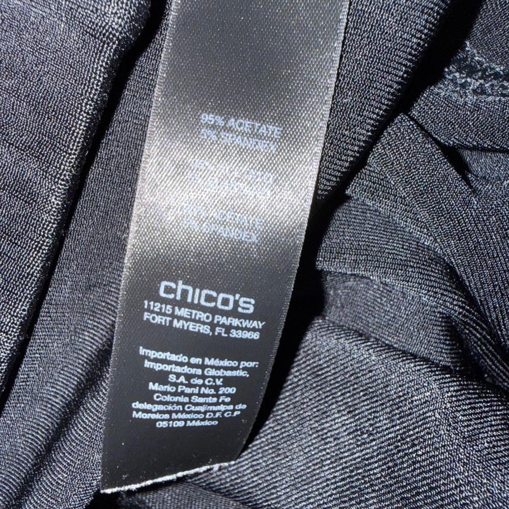 Chicos Travelers Black Pull On Straight Leg Pants Size 3 Short Acetate Blend - Picture 4 of 8